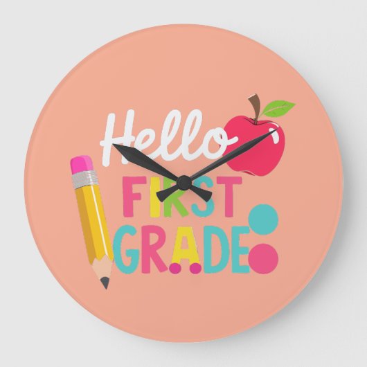 Hello First Grade Team 1st Grade Back to School Grote Klok (Voorkant)