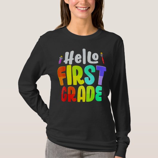 Hello First Grade Team 1st Grade Teachers Back To T-shirt (Voorkant)