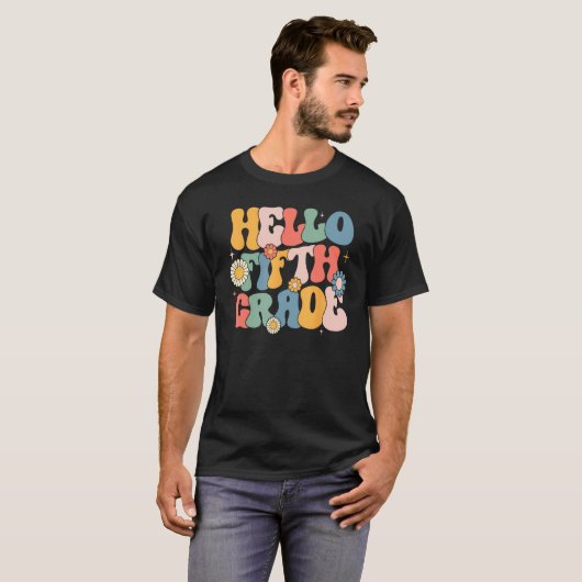Hello Fitfth Grade Groovy 5th Grade Back School Te T-shirt (Voorkant volledig)