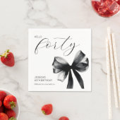 Hello Forty Elegant Script Bow 40th Birthday Party Servet (Insitu)