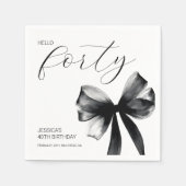 Hello Forty Elegant Script Bow 40th Birthday Party Servet (Voorkant)