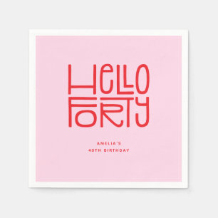 HELLO FORTY Modern 40e Verjaardag Servet
