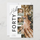 Hello FORTY' Modern Photo Collage 40th Birthday Kaart (Voorkant)