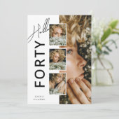 Hello FORTY' Modern Photo Collage 40th Birthday Kaart (Staand voorkant)