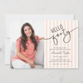 Hello Forty Modern Script Photo 40th Birthday Kaart (Voorkant)