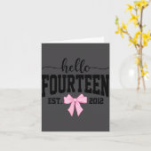 Hello Fourteen Est 2012 Coquette Bow 14th Birthday Kaart (Gele Bloem)