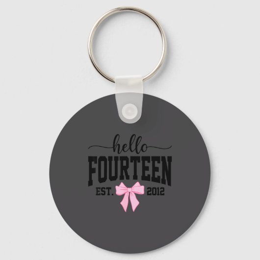 Hello Fourteen Est 2012 Coquette Bow 14th Birthday Sleutelhanger (Voorkant)