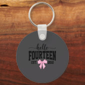 Hello Fourteen Est 2012 Coquette Bow 14th Birthday Sleutelhanger (Voorkant)