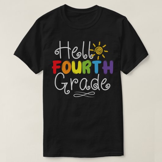 Hello Fourth Grade Back To School 4th Teacher Stud T-shirt (Design voorkant)