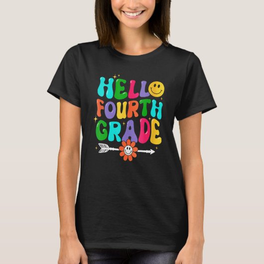 Hello Fourth Grade Back To School First Day Of Sch T-shirt (Voorkant)