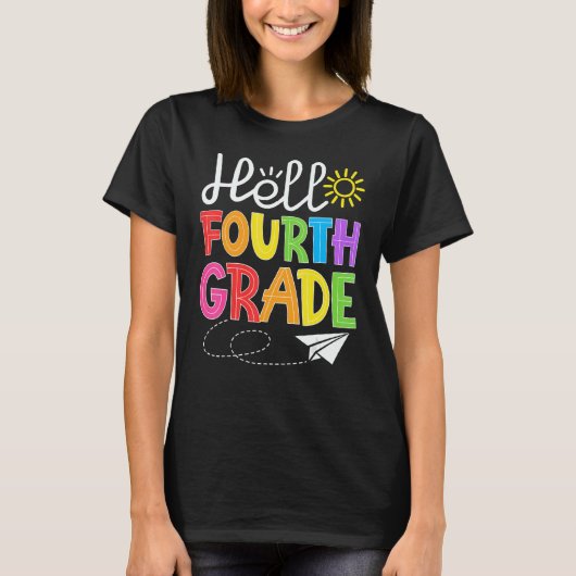 Hello Fourth Grade Fun 4Th Grade Back to School T-shirt (Voorkant)