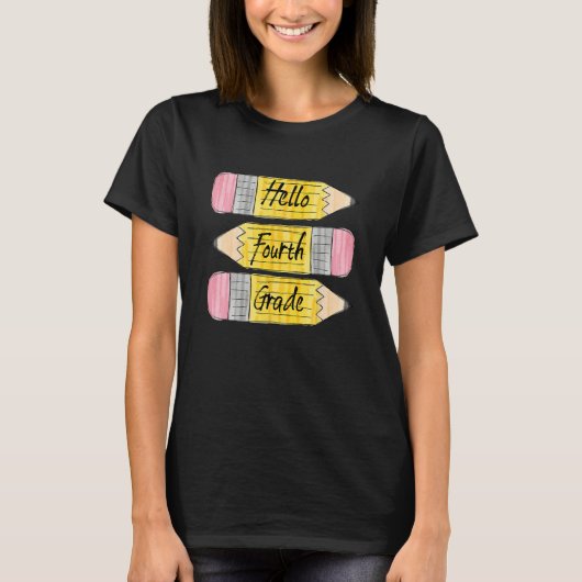Hello Fourth Grade Pencil Back To School Teacher S T-shirt (Voorkant)