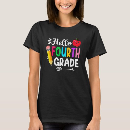 Hello Fourth Grade Team 4th Grade Back To School T T-shirt (Voorkant)