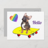 Hello Französische Bulldogge Postkarte Briefkaart (Voorkant / Achterkant)