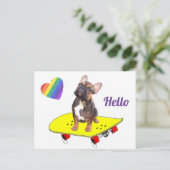 Hello Französische Bulldogge Postkarte Briefkaart (Staand voorkant)