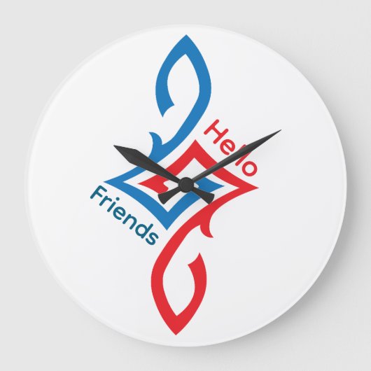 Hello Friends Simple Happy Greeting Design Grote Klok (Voorkant)