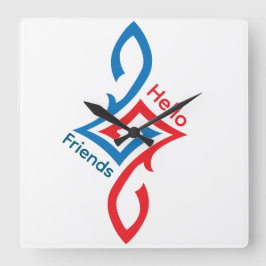 Hello Friends Simple Happy Greeting Design Vierkante Klok