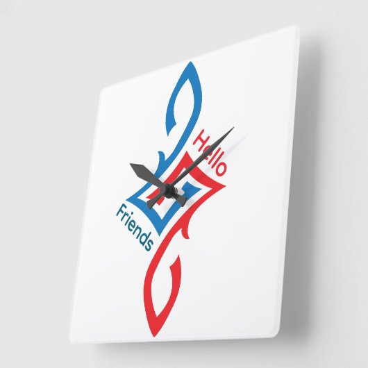 Hello Friends Simple Happy Greeting Design Vierkante Klok (Hoek)