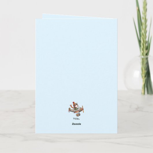 Hello Friendship Whimsical Kid Flying Plane Kaart (Achterkant)