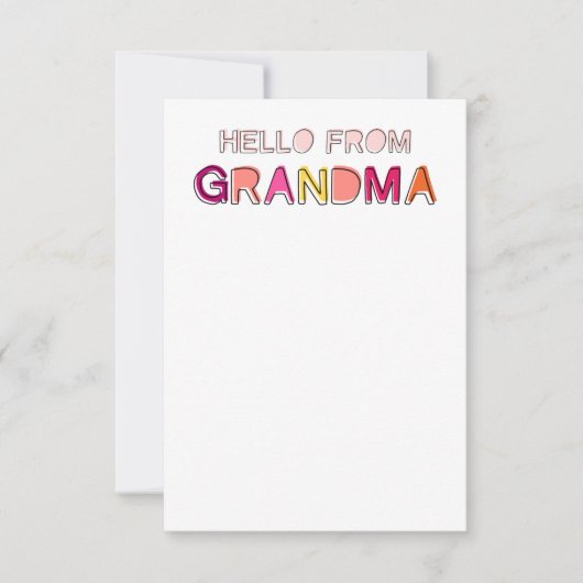 Hello from Grandma Notecards Bedankkaart (Voorkant)