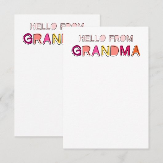 Hello from Grandma Notecards Bedankkaart (Voorkant / Achterkant)