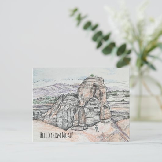Hello from Moab Utah Delicate Arch Red Rock Briefkaart (Staand voorkant)