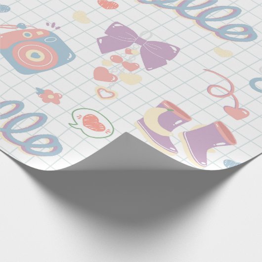 Hello! Girl things pattern Cadeaupapier (Hoek)