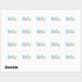 Hello Glossy Pastel Ocean Text Vierkante Sticker (Vel)