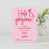 Hello Gorgeous bow Galentine’s Day Red and Pink Kaart (Staand voorkant)