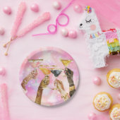 Hello Gorgeous Galentine's Day Glitter Pink Papieren Bordje (Feest)