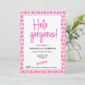 Hello gorgeous Galentine's Day XOXO pink Custom Kaart (Staand voorkant)