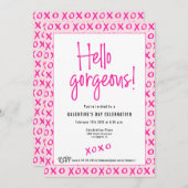 Hello gorgeous Galentine's Day XOXO pink Custom Kaart (Voorkant / Achterkant)