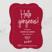 Hello gorgeous Galentine's Day xoxo Red custom Kaart (Voorkant / Achterkant)
