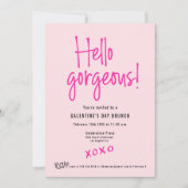 Hello Gorgeous XOXO Pink Galentine’s Day Brunch  Kaart (Voorkant)