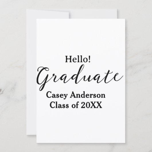 Hello graduate class of 20XX name congrats stylish Aankondiging (Voorkant)