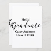 Hello graduate class of 20XX name congrats stylish Aankondiging (Voorkant / Achterkant)