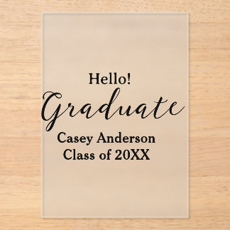 Hello graduate class of 20XX name congrats stylish Acryl Uitnodigingen