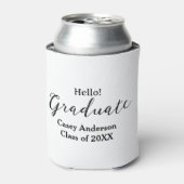 Hello graduate class of 20XX name congrats stylish Blikjeskoeler (Blikje Voorkant)