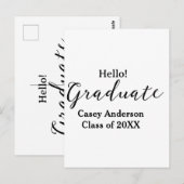 Hello graduate class of 20XX name congrats stylish Briefkaart (Voorkant / Achterkant)