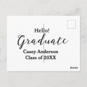 Hello graduate class of 20XX name congrats stylish Briefkaart (Achterkant)