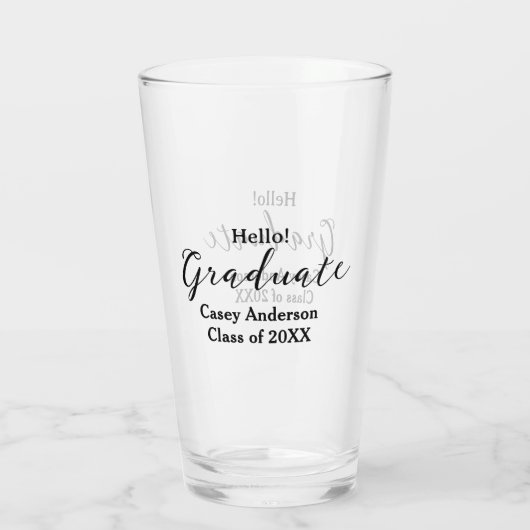 Hello graduate class of 20XX name congrats stylish Glas (Achterkant)