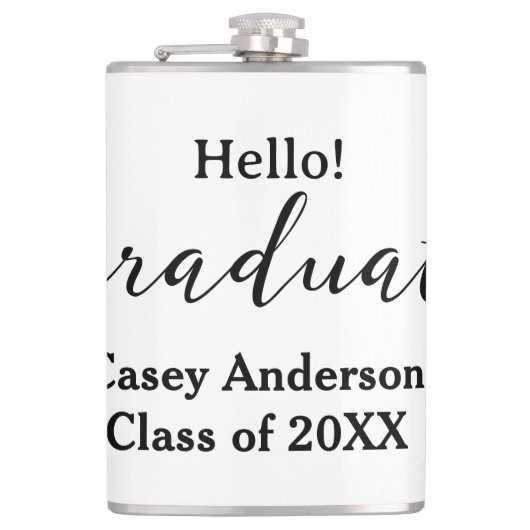 Hello graduate class of 20XX name congrats stylish Heupfles (Voorkant)