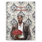 Hello Handsome Black Man Royal Romantic Red Roses Notitieboek (Voorkant)