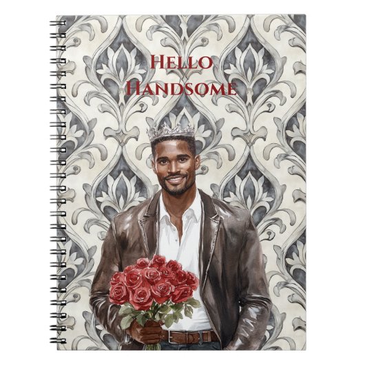 Hello Handsome Black Man Royal Romantic Red Roses Notitieboek (Voorkant)