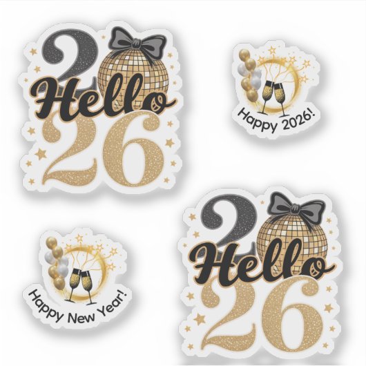 Hello Happy New Year 2026 Sticker (Voorkant)