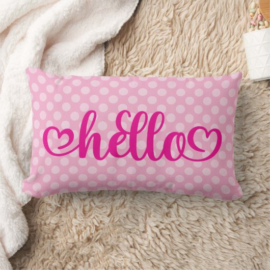 Hello Hearts Light Pink Polka Dot Kussen (Deken)