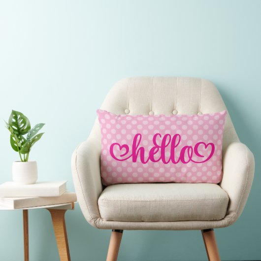 Hello Hearts Light Pink Polka Dot Kussen (Stoel)