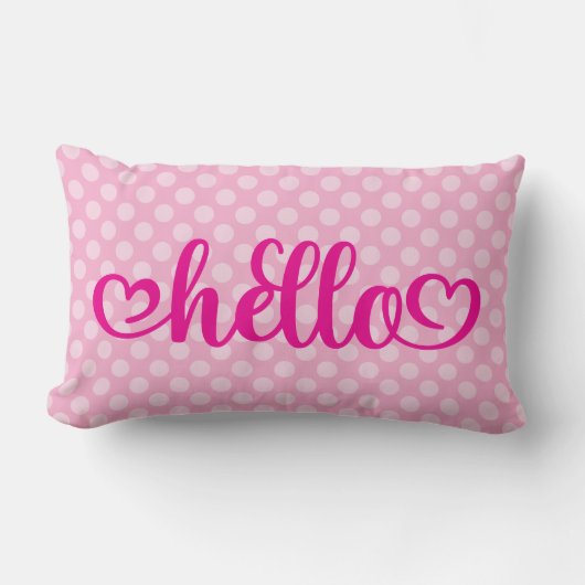 Hello Hearts Light Pink Polka Dot Kussen (Voorkant)