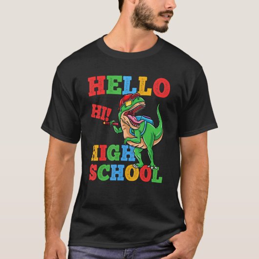Hello High School Rex Dinosaur Back To School Boys T-shirt (Voorkant)