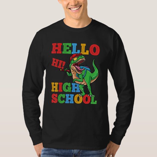 Hello High School Rex Dinosaur Back To School Boys T-shirt (Voorkant)